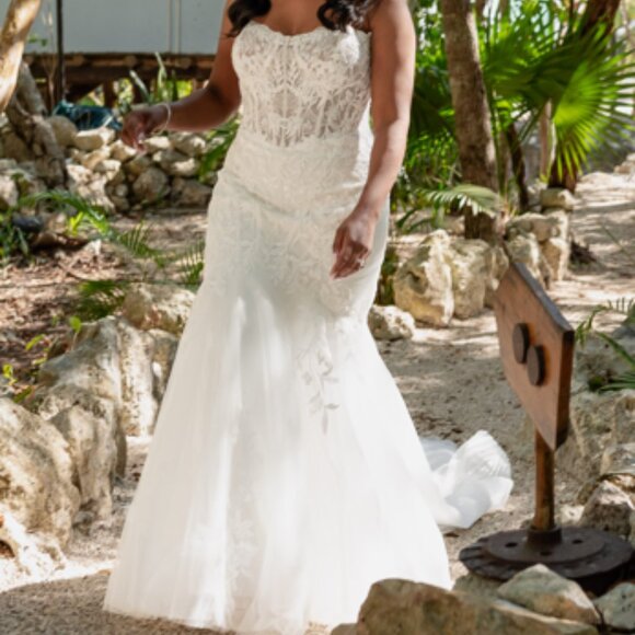 Sophia Tolli Strapless Bridal Gown with Floral Lace - Malibu - Picture 4 of 13